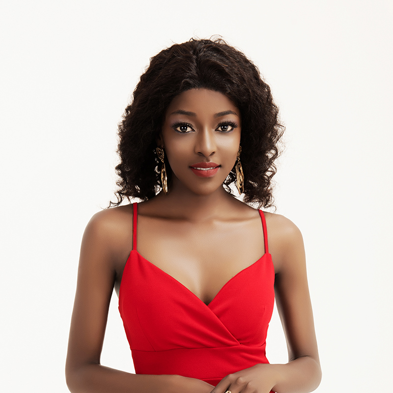 Deep wave Full lace frontal Wig 14inch black